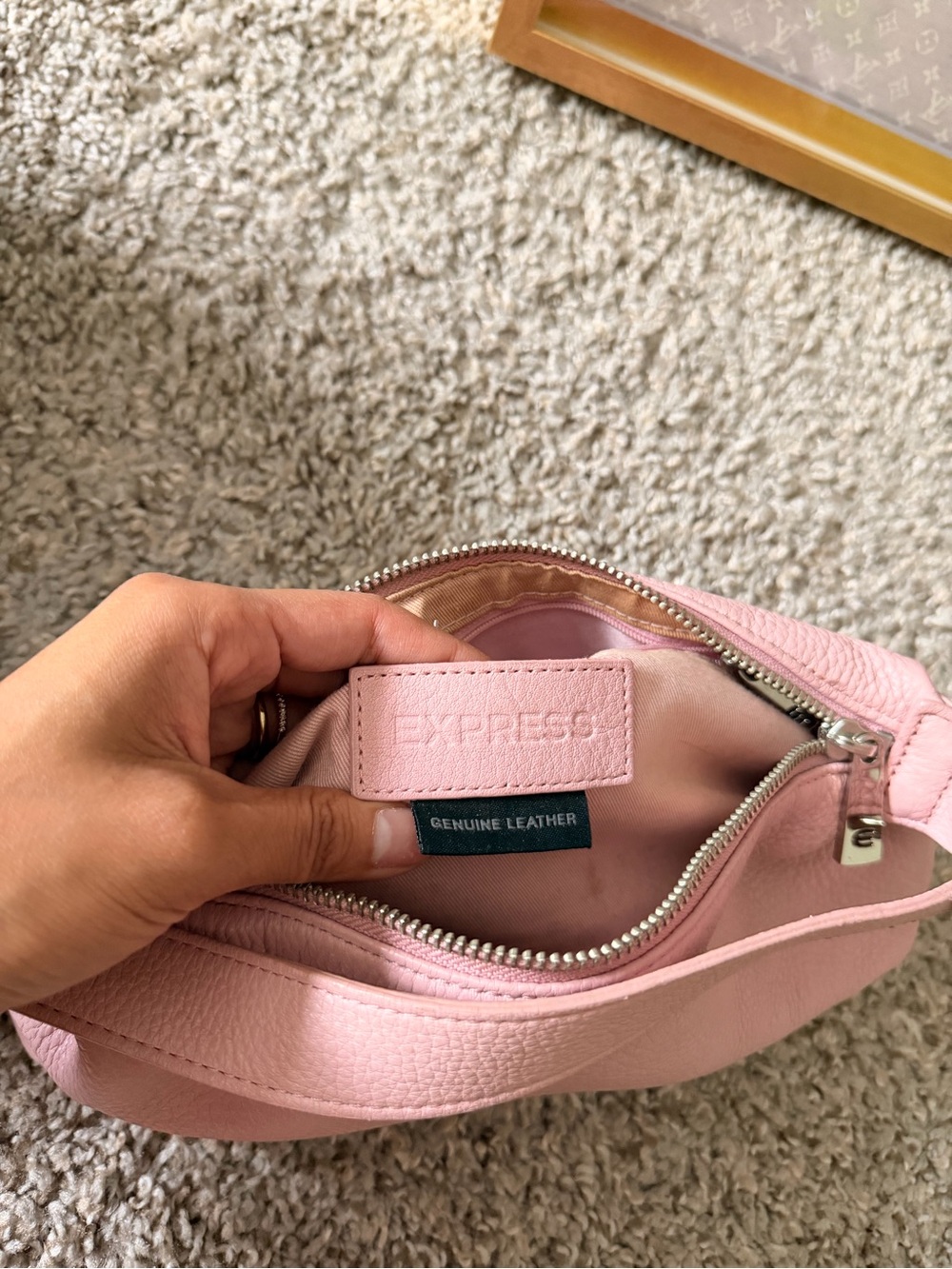 Express Light Pink Genuine Leather Crossbody Bag